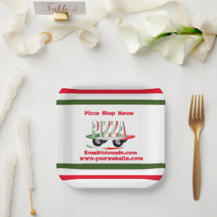 Pizza service,red green ,personalized   paper plat paper plates