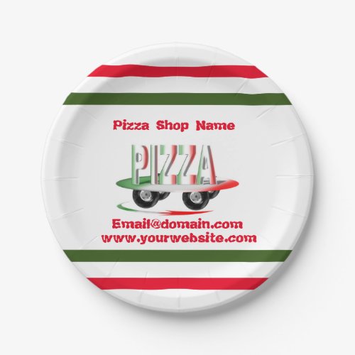 Pizza servicered green personalized   paper plates