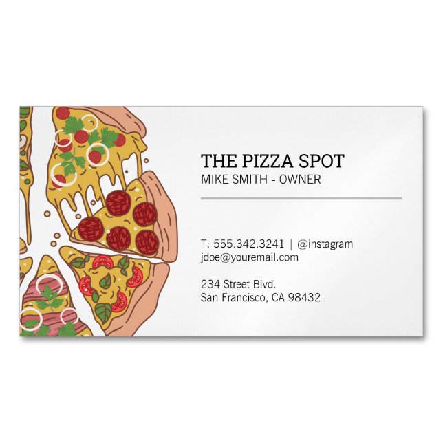 Pizza Shop Business Card Magnet (Front)