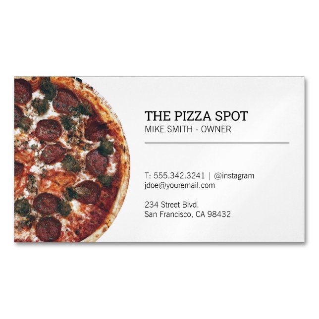 Pizza Shop Business Card Magnet (Front)