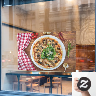 Pizza Shop Dish Italian Food Red Tablecloth Window Cling