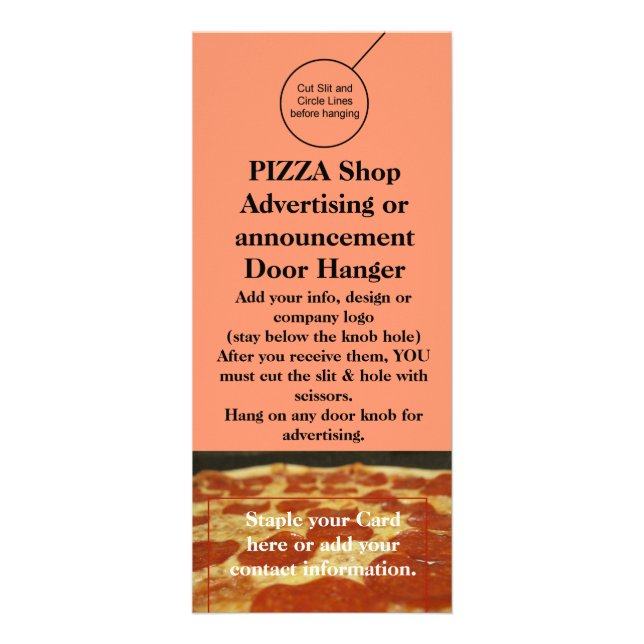 PIZZA Shop Door Hanger Brochure Flyer Hanger Rack Card (Front)