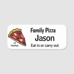 Pizza labels. Pizzeria logo design italian cuisine pie food