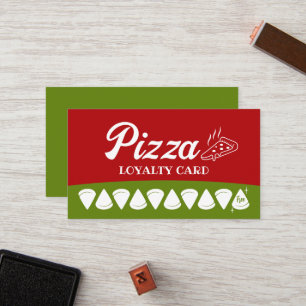 Pizza Shop Pasta Restaurant Red & Green Loyalty Card