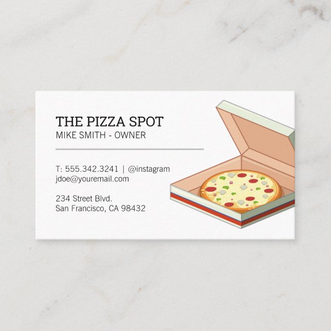 Pizza Shop | Pizza Box Business Card (Front)