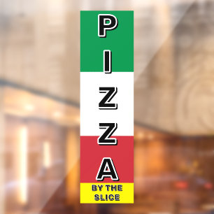 Pizza Shop Pizza By The Slice Italian Flag Window Cling