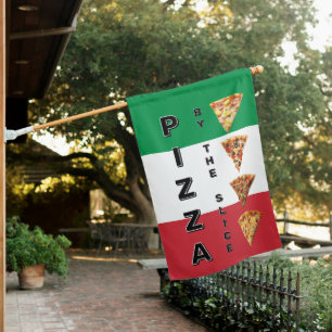 Pizza Shop Side Walk By The Slice Advertising House Flag