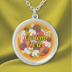 Pizza Silver Plated Necklace