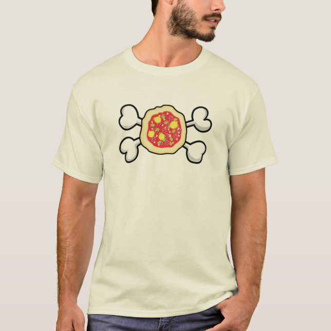 pizza Skull and Crossbones T-Shirt (Front)