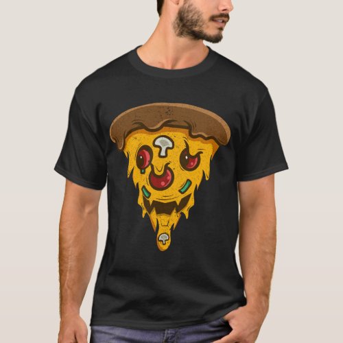 Pizza Skull Halloween Design Funny Pizza Lover T_Shirt