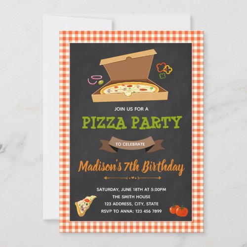 Pizza sleepover party invitation