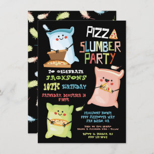 Pizza Sleepover Slumber birthday party Invitation
