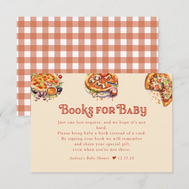 Pizza | Slice | Books for Baby Baby Shower   Enclosure Card (Front/Back)