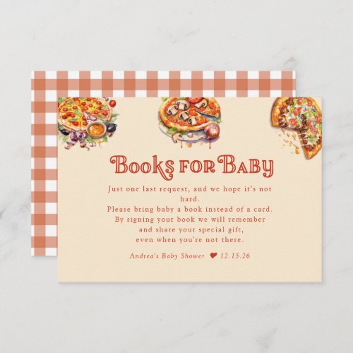 Pizza  Slice  Books for Baby Baby Shower   Enclosure Card