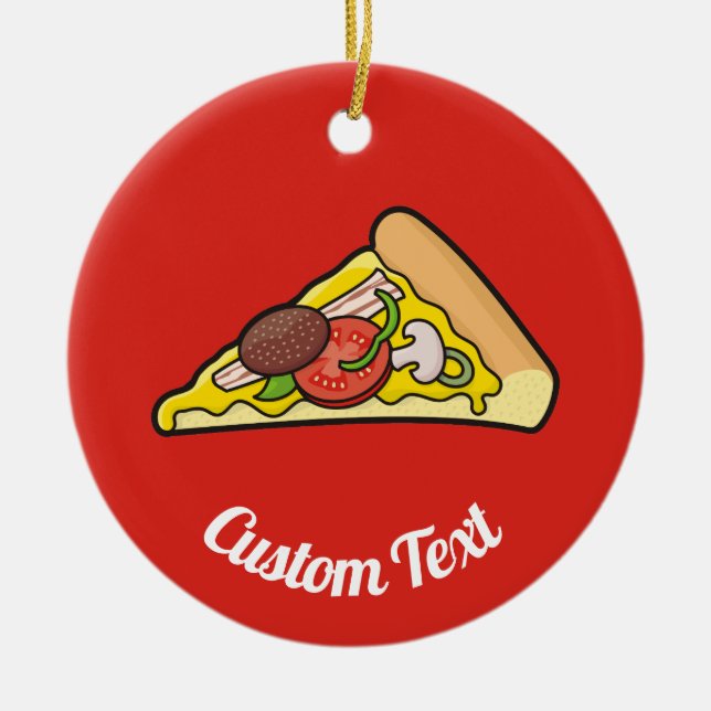 Pizza Slice Ceramic Ornament (Front)