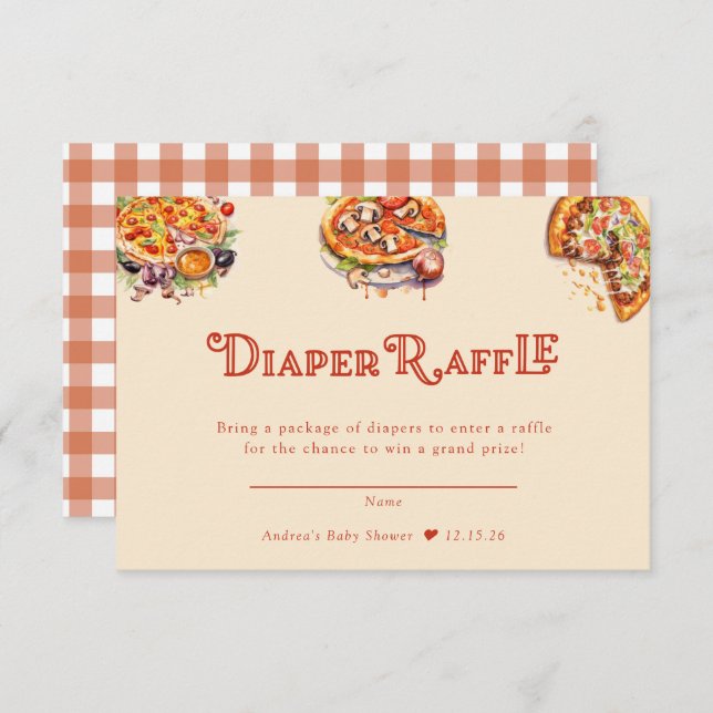 Pizza | Slice | Diaper Raffle Baby Shower   Enclosure Card (Front/Back)