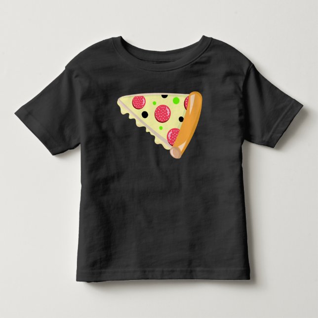Pizza Slice Father's Day Toddler Black T-Shirt (Front)