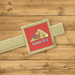 Pizza slice gold finish tie bar
