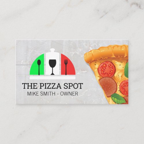 Pizza Slice  Italian Restaurant Logo Business Card