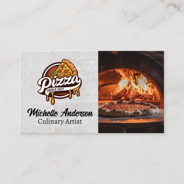 Pizza Slice Logo | Brick Oven  Business Card (Front)