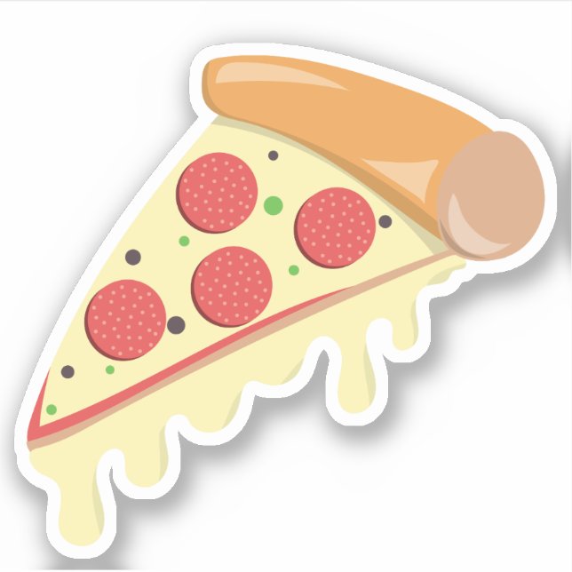 Pizza slice melted cheese pepperoni cool food sticker (Front)