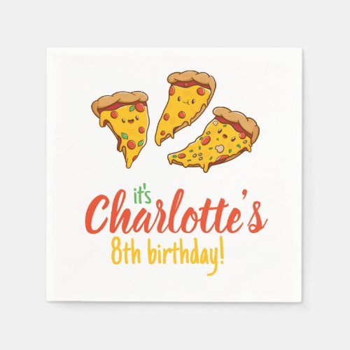 Pizza Slice of Birthday fun kawaii  Napkins