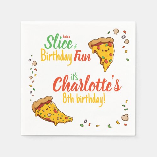 Pizza Slice of Birthday fun kawaii  Napkins