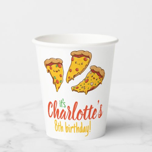 Pizza Slice of Birthday fun kawaii  Paper Cups