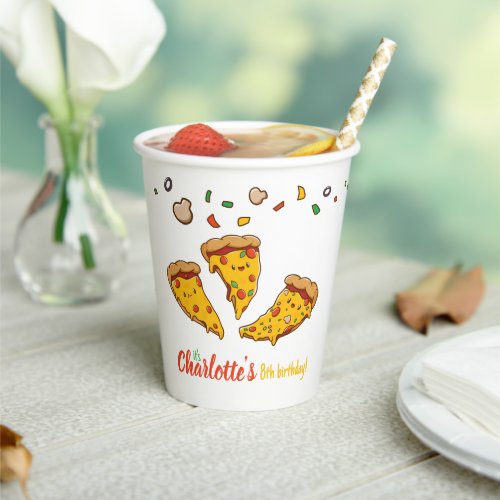 Pizza Slice of Birthday fun kawaii  Paper Cups