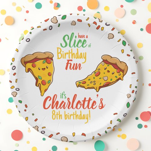 Pizza Slice of Birthday fun kawaii  Paper Plates
