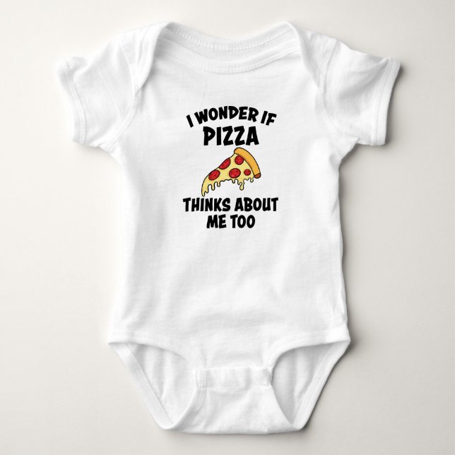Pizza slice of pizza funny saying fast food gift baby bodysuit (Front)