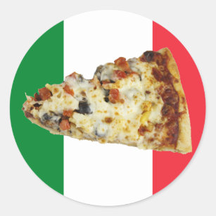 Pizza Slice on Colors of Italian Flag Classic Round Sticker