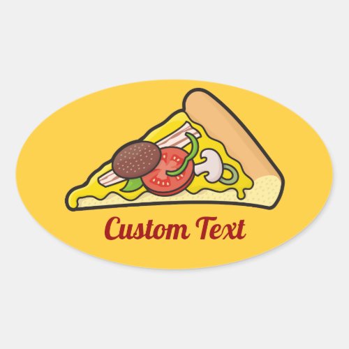 Pizza slice oval sticker