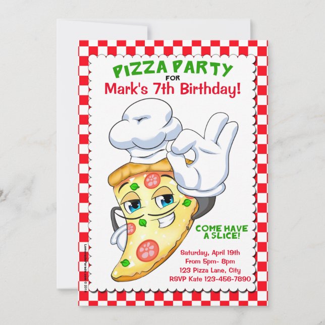 Pizza Slice Pizza Birthday Party Invitations (Front)