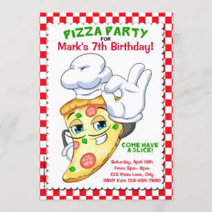 Pizza Slice Pizza Birthday Party Invitations