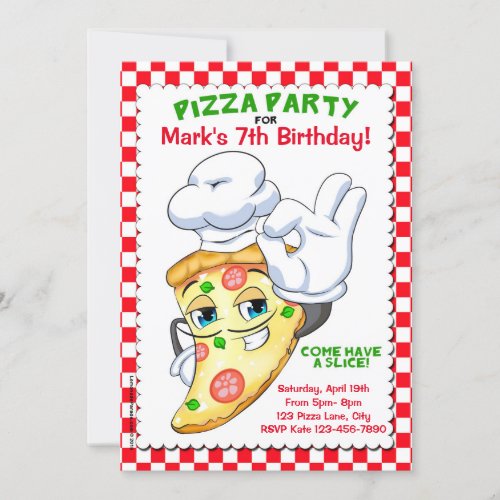 Pizza Slice Pizza Birthday Party Invitations