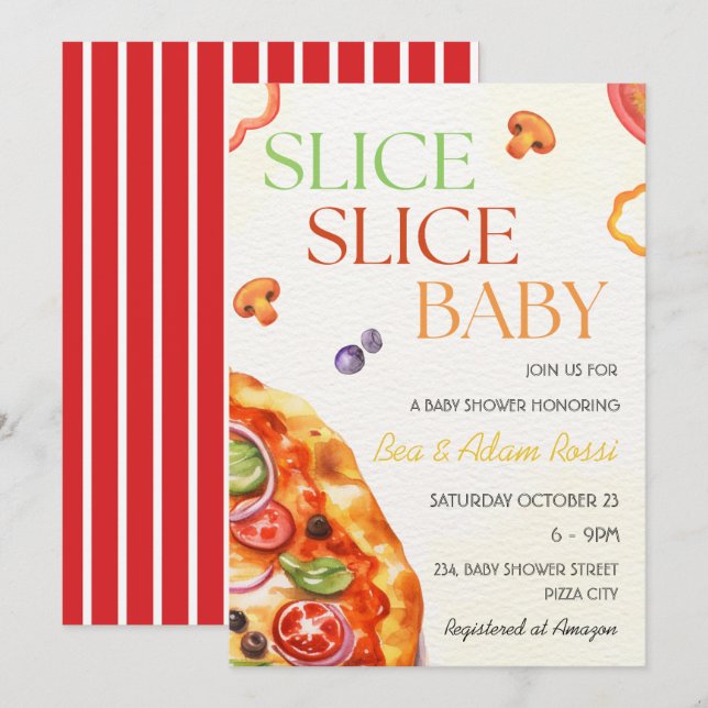 Pizza Slice Slice Baby Coed Baby Shower  Invitation (Front/Back)