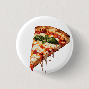 Pizza Slice with Gooey Melted Cheese Pull Margheri Button