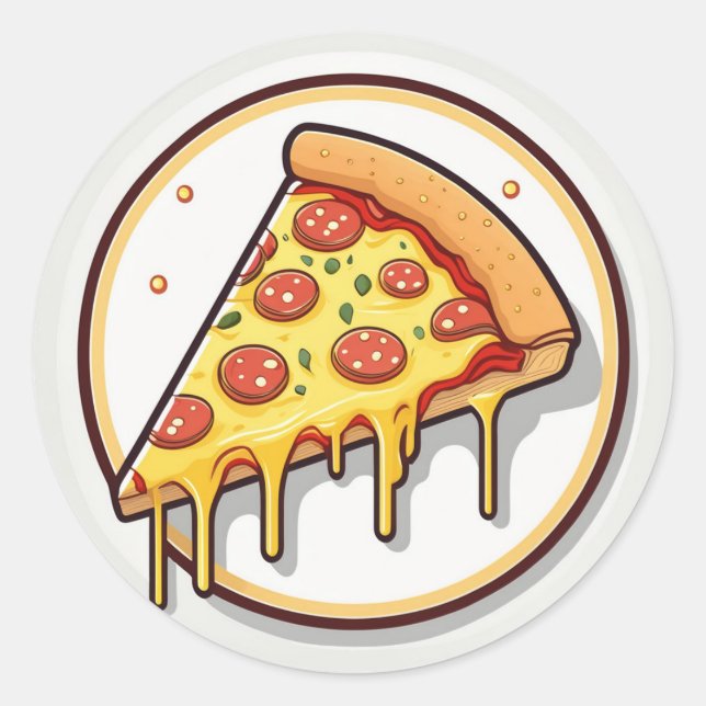 Pizza Slice with melting cheese Classic Round Sticker (Front)