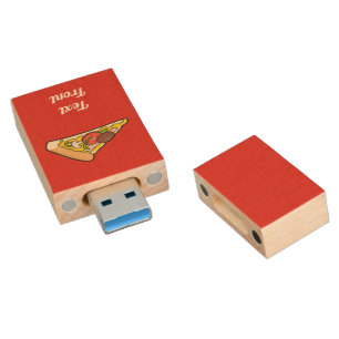 Pizza Slice Wood USB Flash Drive