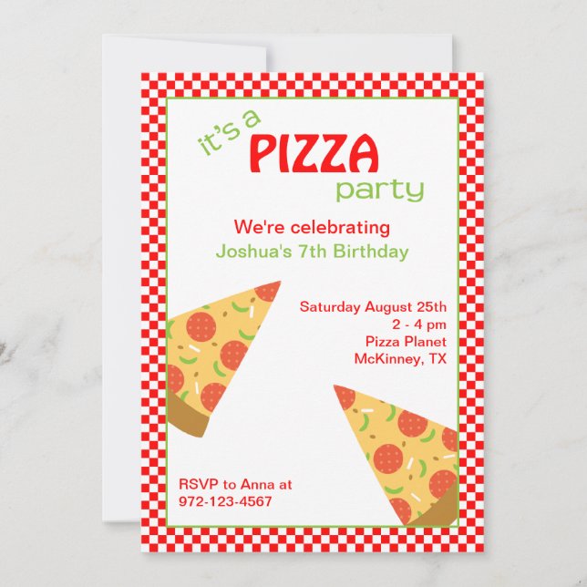 Pizza Slices Birthday Party Invitations (Front)