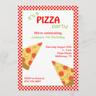 Pizza Slices Birthday Party Invitations