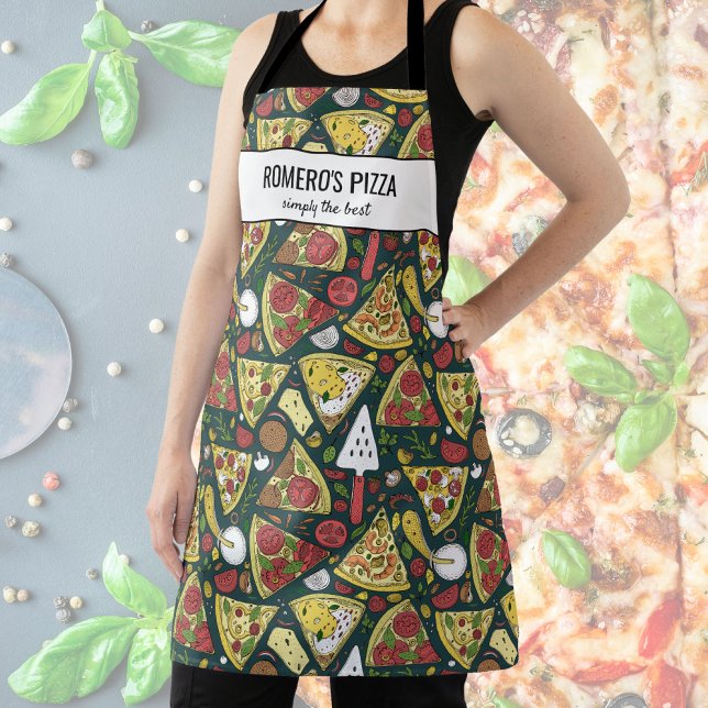 Pizza Slices, Chef Baker Restaurant Custom Text  Apron (Creator Uploaded)