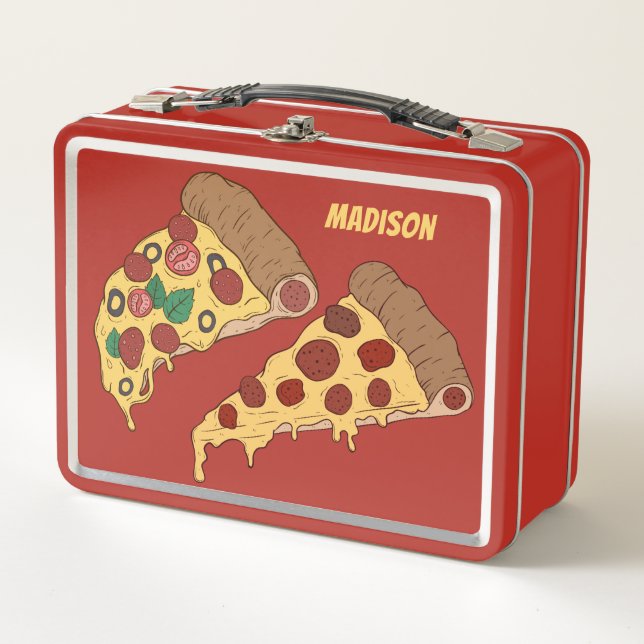 Pizza Slices custom name lunch box (Front)