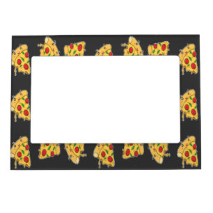 Pizza slices food character pattern magnetic frame