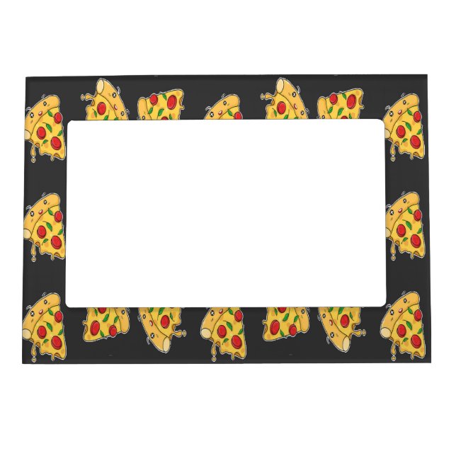 Pizza slices food character pattern magnetic frame (Front)