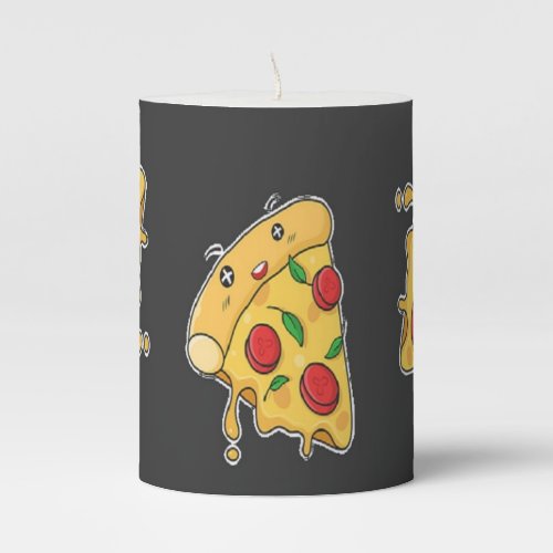 Pizza slices food character pattern pillar candle