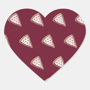 Pizza Slices Heart Stickers (Tomato Red)