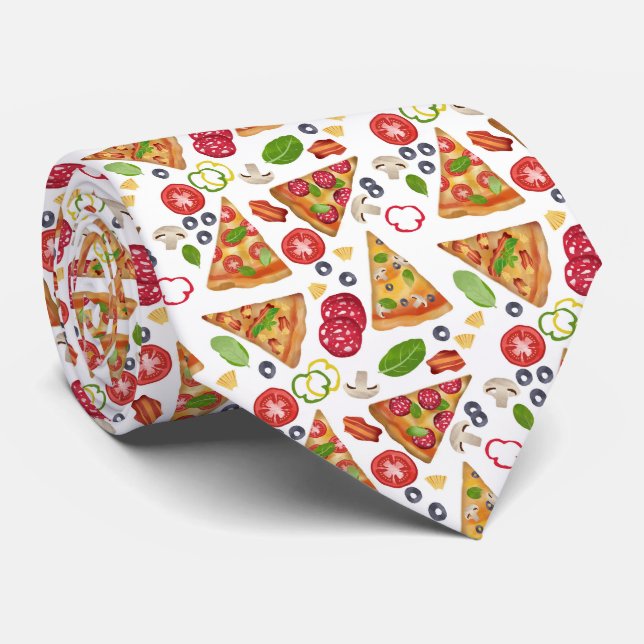 Pizza Slices Pattern  Neck Tie (Rolled)