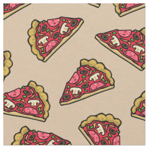 Pizza Slices Pattern Printed Fabric by the Yard
